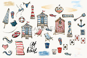Beach Nautical Pinup Girls Clipart, a Person Illustration by KaramfilaS (Thumbnail 3 of 8)