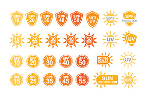 Sun protection (UV, SPF) icons set, an Outline Icon by Good Studio