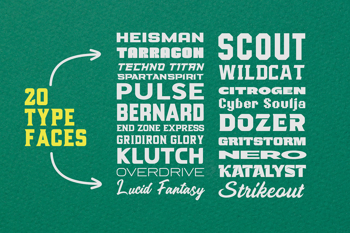 The Sports Font Bundle (20 Fonts!), a Sans Serif Font by HipFonts (Photo 2 of 8)
