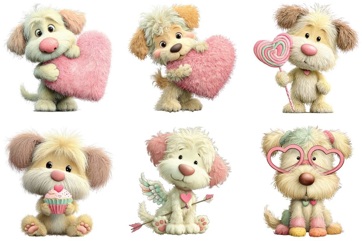 Whimsical Valentine Fluffy Dog PNG, an Illustration by CraftArtStudio (Photo 6 of 6)