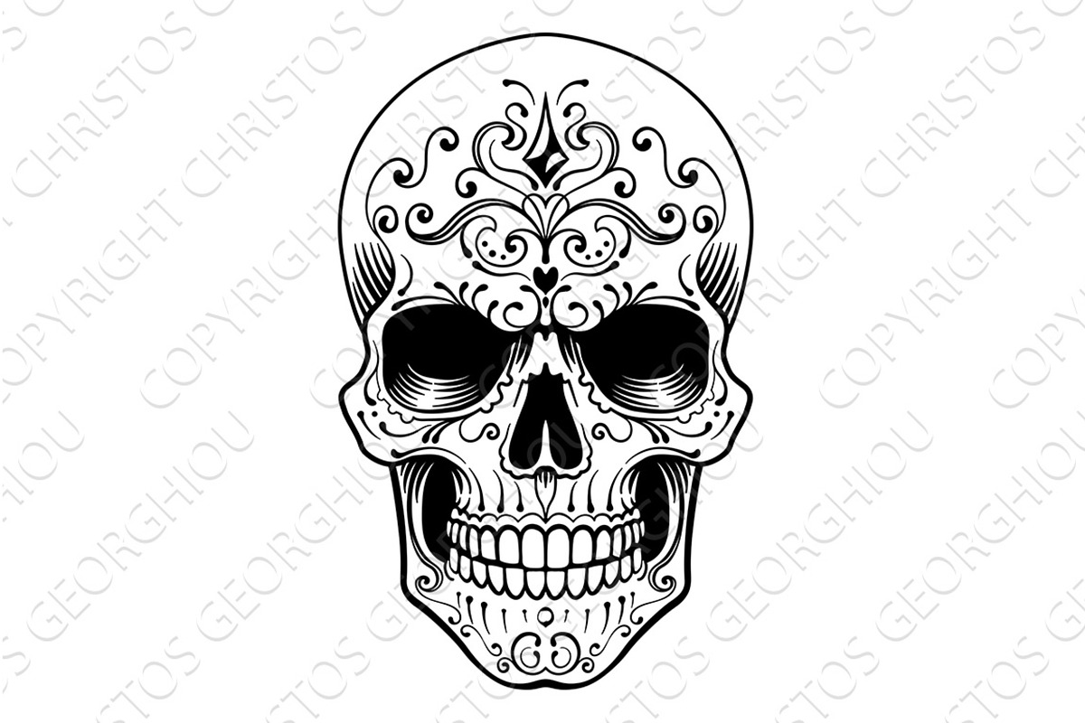 Skull Abstract Pattern Tattoo Design, an Illustration by Christos Georghiou