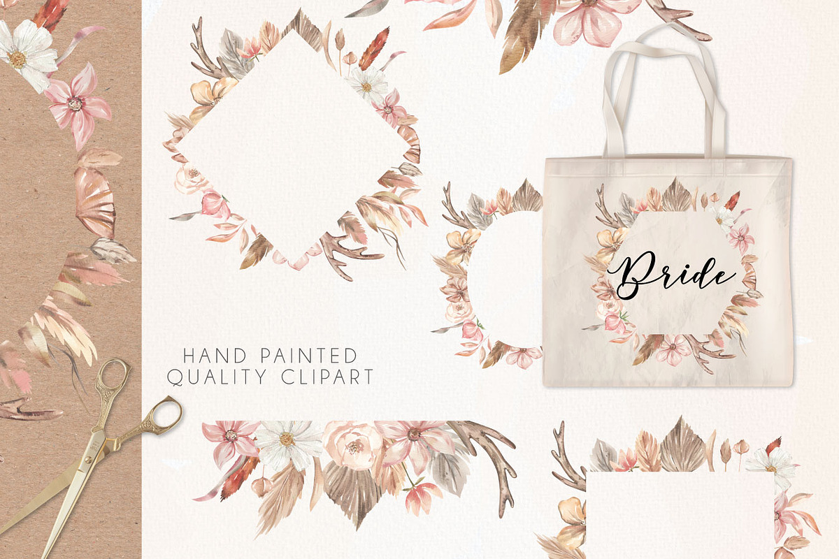 Watercolour Bohemian Florals Neutral, a Decorative Illustration by Bloomella (Photo 4 of 8)