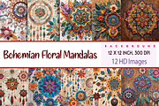 Bohemian Floral Mandalas, a Background Graphic by Printable Treasure (Thumbnail 1 of 9)