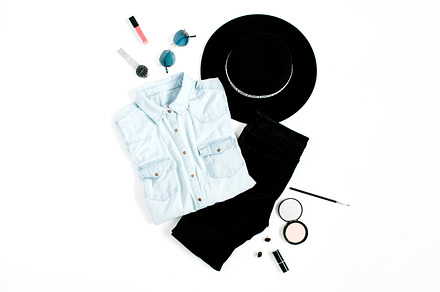 Trendy feminine clothes stock photo containing flat and lay, a Beauty & Fashion Photo by Floral Deco
