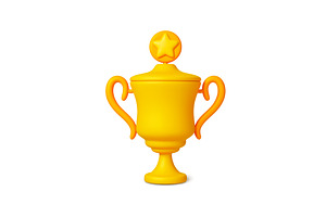 Big gold trophy 3d icon. Realistic, a Finance Illustration by Valerie Bodnar