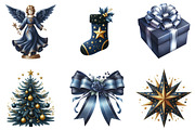 Watercolor Navy Christmas Clipart, an Illustration by DreamArtGraphic (Thumbnail 4 of 5)