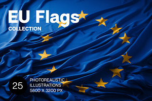 European Union Flags. 25 images, an Object Illustration by Handmadefont