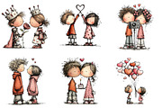 Whimsical Valentines Day Couple, an Illustration by DreamArtGraphic (Thumbnail 3 of 4)