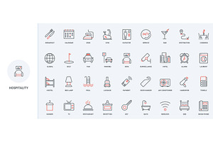 Hotel hostel hospitality icons, an Object Illustration by Lemberg Vector