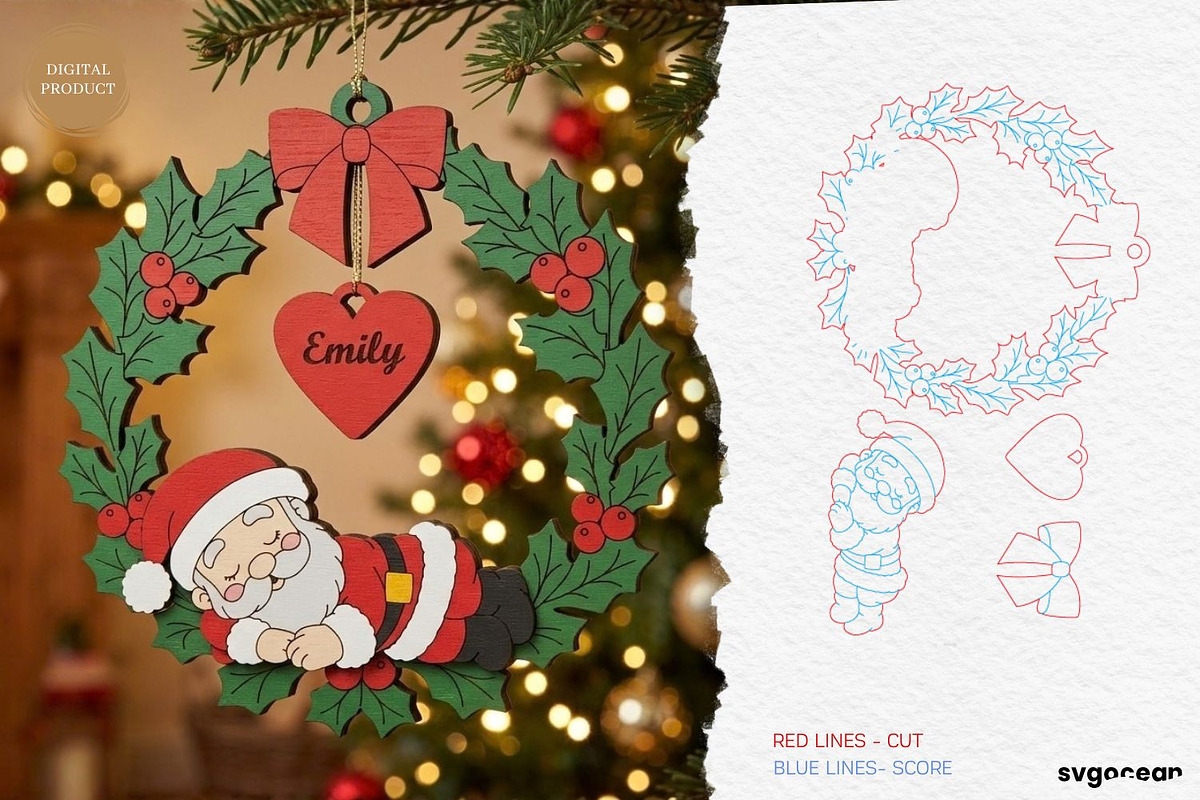 Personalized Christmas Ornaments SVG, a Decorative Illustration by svgocean (Photo 10 of 14)