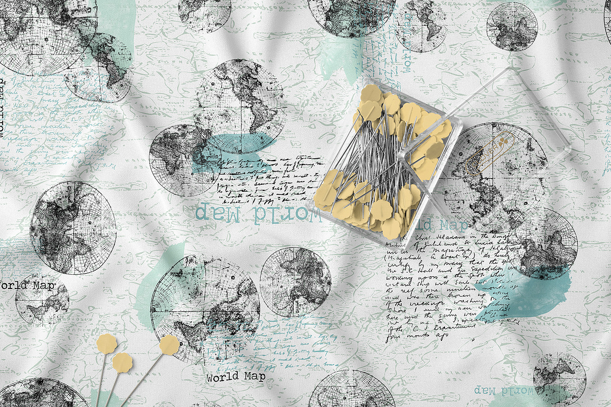 Vintage World Map Seamless Pattern, a Pattern Graphic by StudioGlouna (Photo 2 of 4)