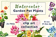Watercolor Garden Pot Plants, an Illustration by Inksnthings (Thumbnail 1 of 6)