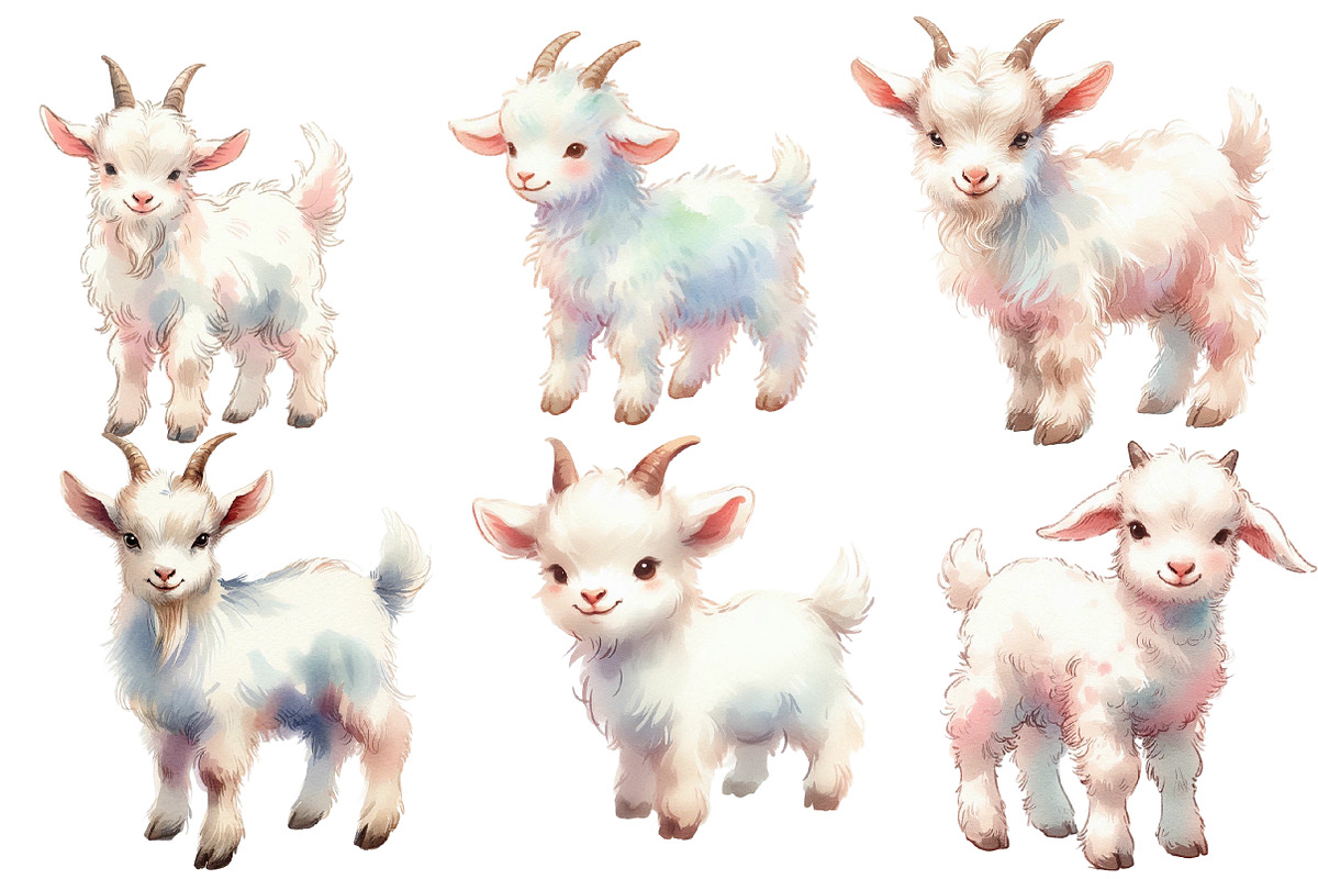 Watercolor Goat clipart, an Illustration by Designworld (Photo 2 of 6)