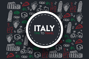 Italy doodle background.