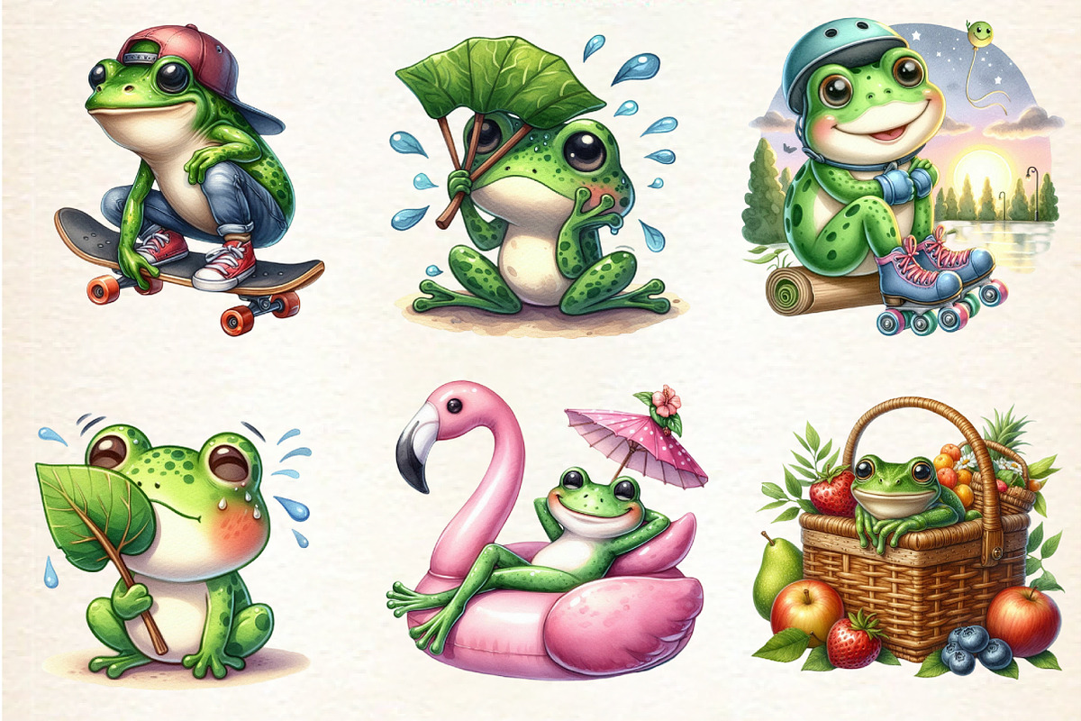 Frog Enjoying Summer Clipart, an Illustration by DreamArtGraphic (Photo 4 of 4)