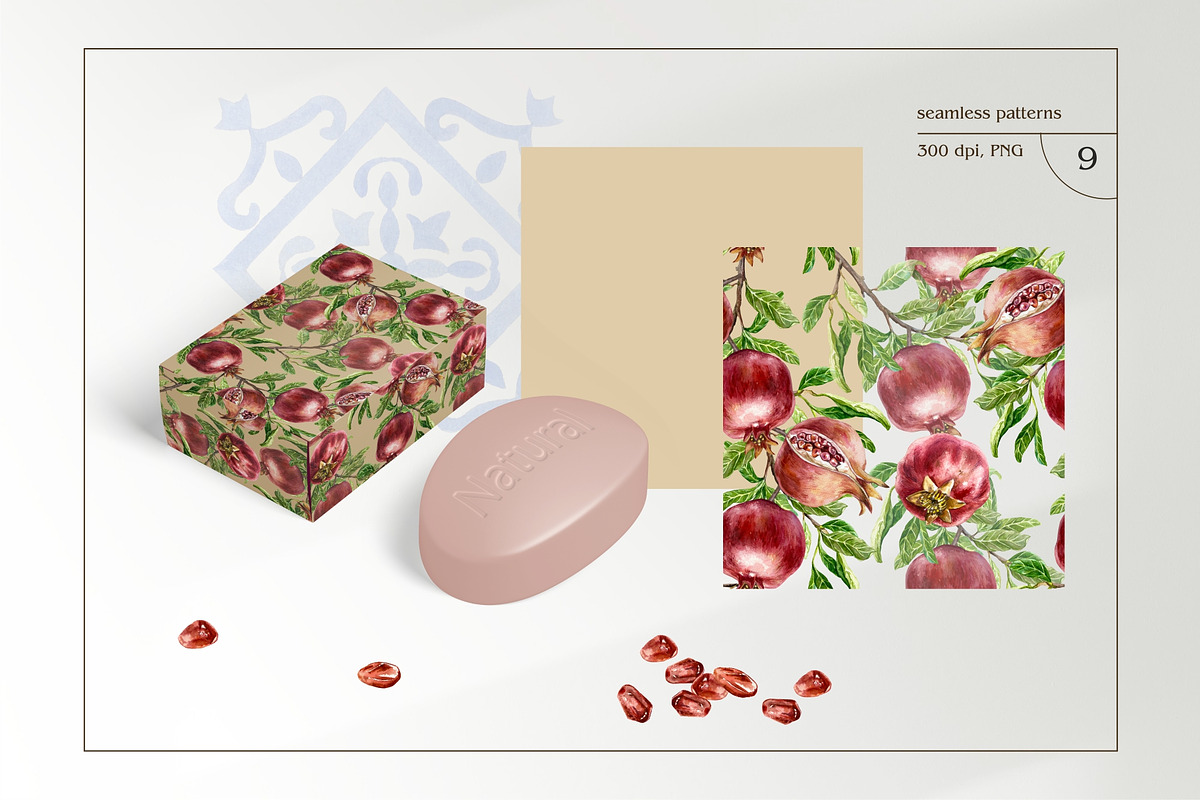 Pomegranates Watercolor collection, a Food Illustration by Farida Bik (Photo 11 of 15)