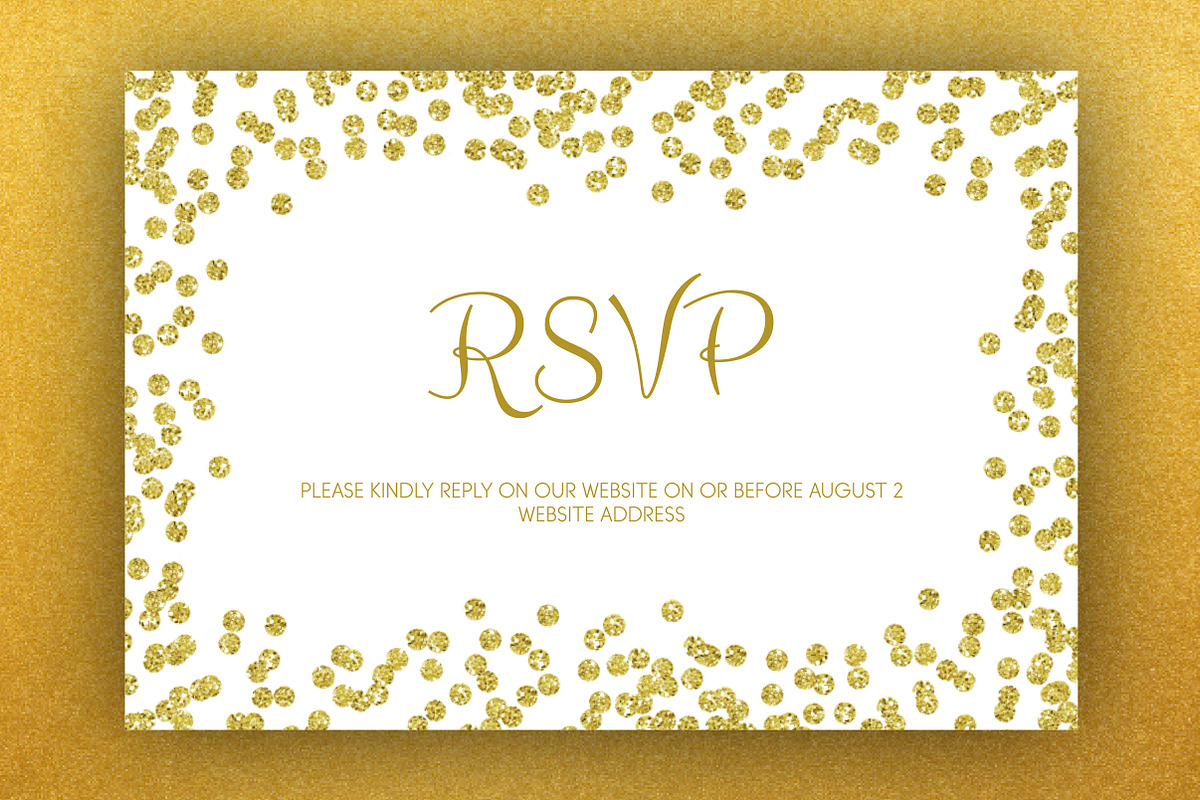 Gold Glitter Wedding Invite Package, a Stationery Template by BF Studios (Photo 3 of 4)