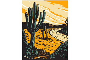 WPA Art of Saguaro National Park, an Illustration by patrimonio