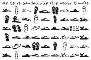 Beach Sandals Flip Flop Vector Bundl, an Illustration by jahid234