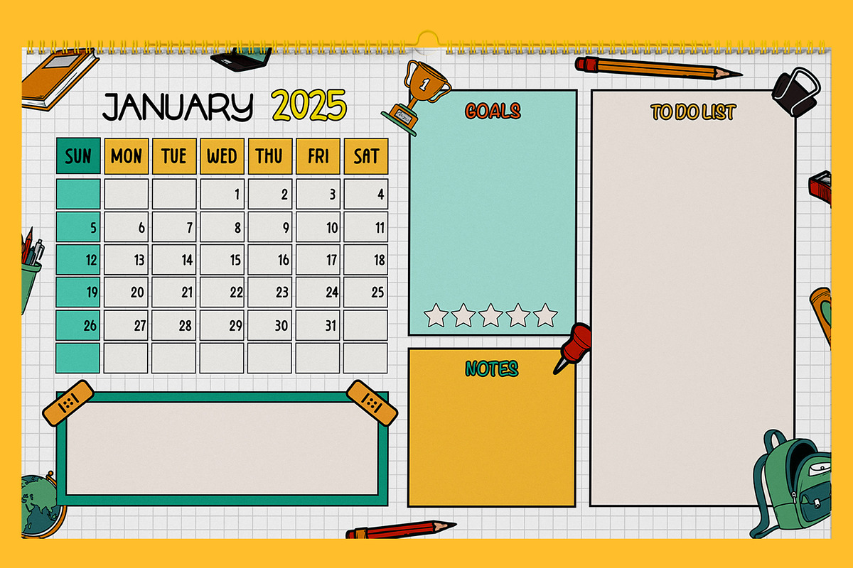 Annual Calendar 2025 Back to School, a Poster Template by Emilly Studio (Photo 5 of 5)