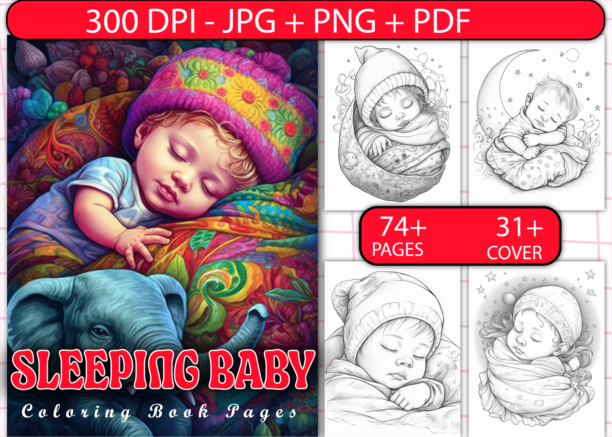 Sleeping Baby Coloring Pages Vol-01, a Person Illustration by Daisy Doodle