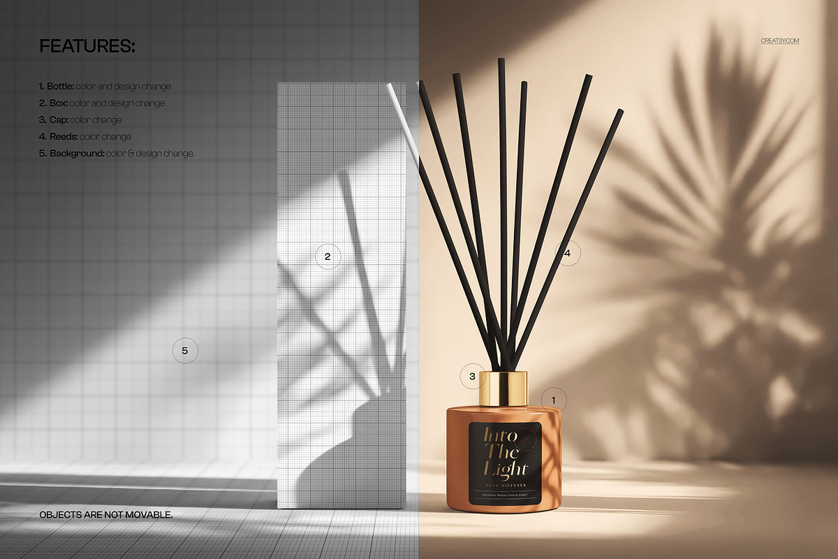 Reed Diffuser with Box Mockup, a Packaging Mockup by creatsy5 (Photo 3 of 6)