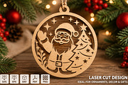 Santa Christmas Ornament Laser Cut, an Object Graphic by Layerology (Thumbnail 1 of 3)