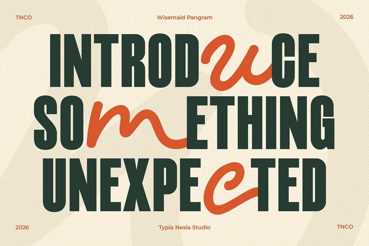 Wisemaid - Experimental Mixup Font, a Sans Serif Font by Typia Nesia (Photo 4 of 11)