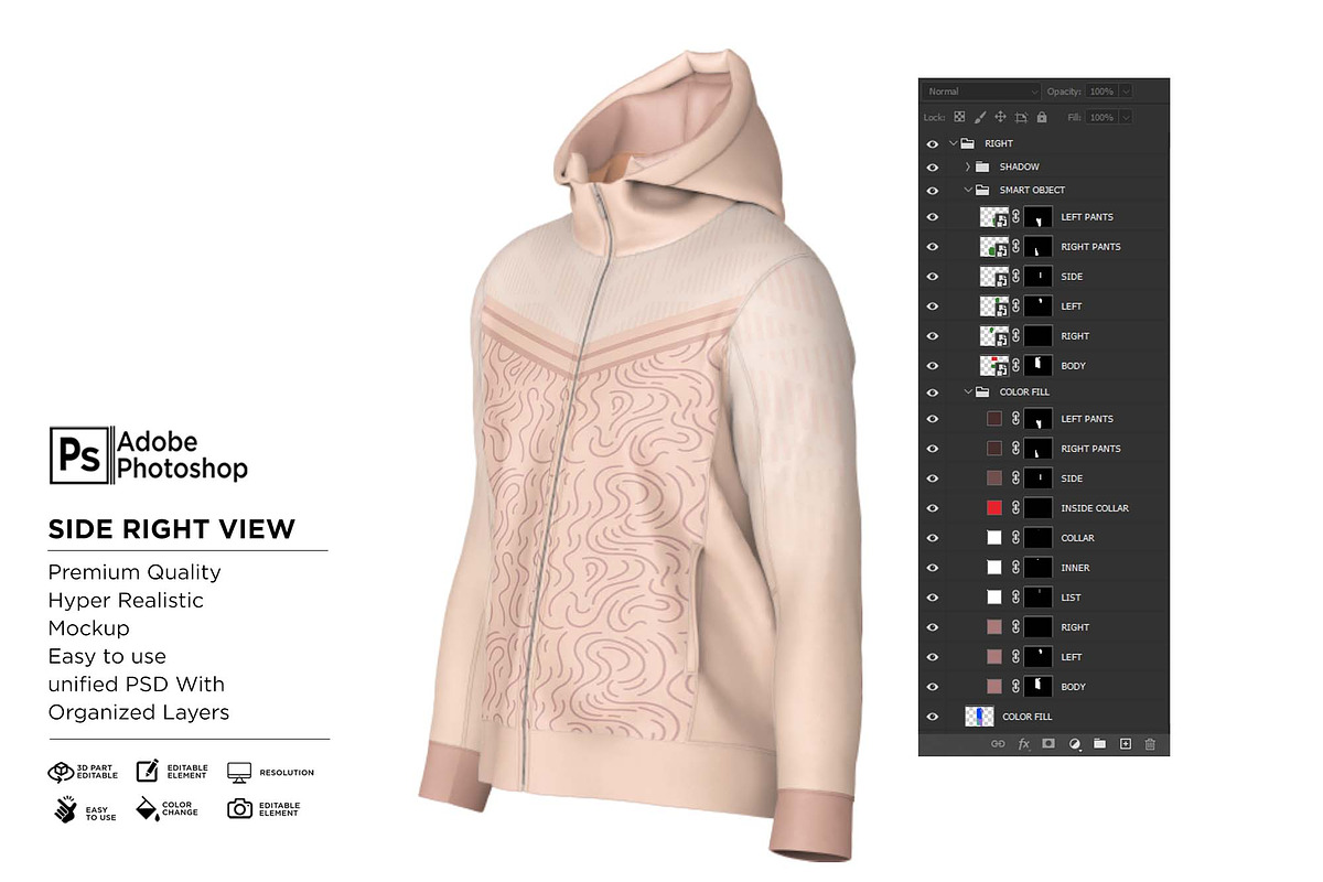 Drafting Mens Zip Up Hoodie Mockup, a Hoody Mockup by Nanggroe Scripting (Photo 7 of 9)