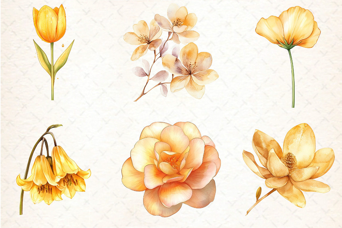 Gold Glowing Flowers Clipart Flower, an Illustration by DreamCafeArt (Photo 2 of 5)