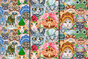 Seamless patterns of cats, an Animal Illustration by Watercolor fantasy (Thumbnail 6 of 7)