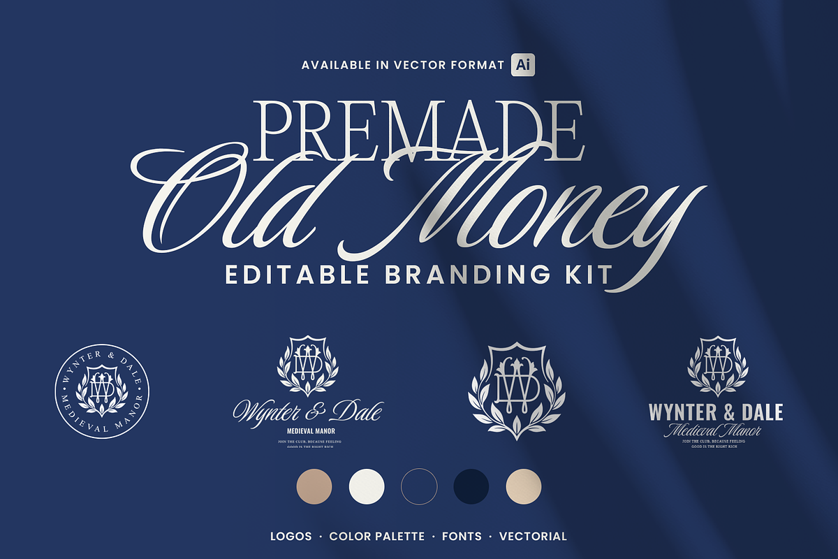 Old Money WD Monogram Logo Kit, a Branding & Logo Template by Headfonts (Photo 1 of 8)