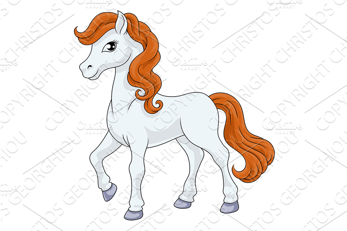 Horse Cartoon Cute Animal Character, an Animal Illustration by Christos Georghiou