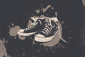 Sneakers Vector Grunge Illustration