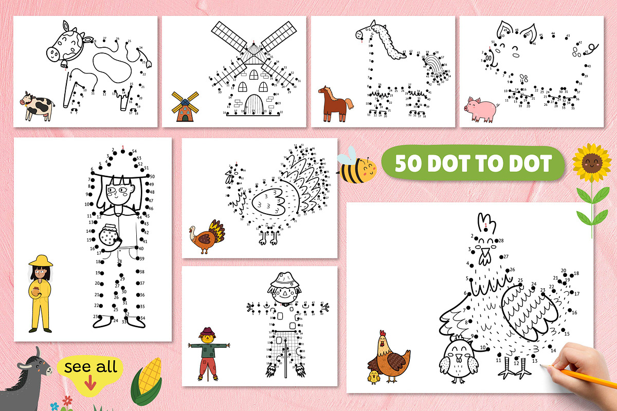 Farm Activity Pages for Kids, an Education Illustration by Gulnara Sabirova (Photo 5 of 19)