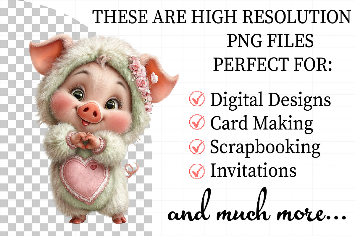 Watercolor Valentine Pig Clipart, an Illustration by Daily.Designs (Photo 2 of 6)