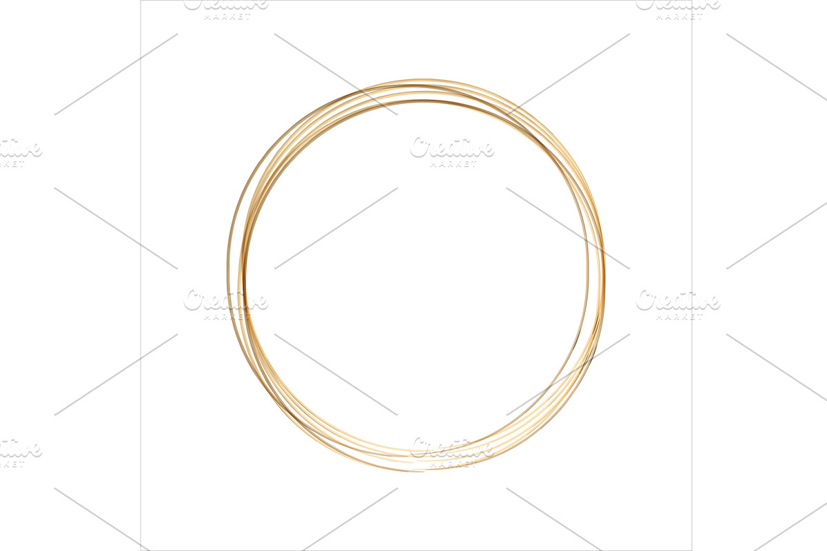 Golden watercolor circle frame on, an Illustration by okskukuruza