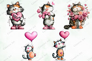 Whimsical Valentine Cat Clipart Bund, an Illustration by Creative Art (Thumbnail 6 of 9)