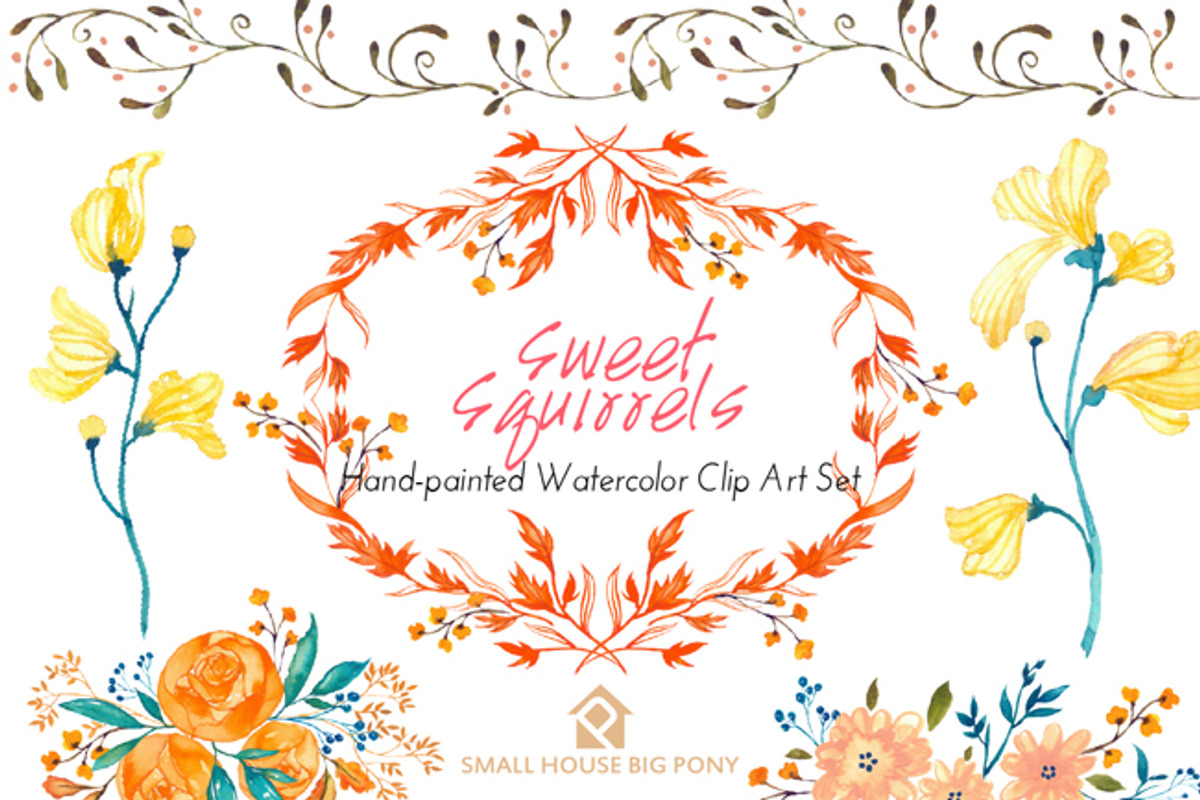 Sweet Squirrels -Huge Watercolor Set, an Animal Illustration by SmallHouseBigPony (Photo 12 of 14)
