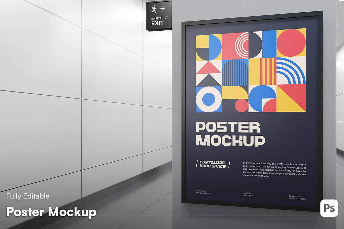 Hanging Poster Mockup, an Advertising Mockup by graphicsauce (Photo 1 of 4)