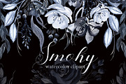 Smoky. Black grey watercolor flowers, an Illustration by LABFcreations (Thumbnail 1 of 4)