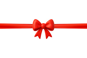 3d Red Ribbon with Bow for Gift