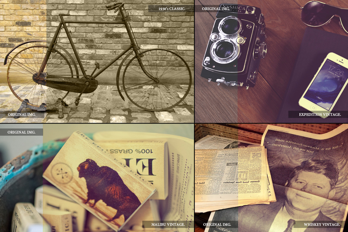 33 Photoshop Vintage Actions, an Action Add-On by Premium Adobe Add-Ons (Photo 4 of 5)