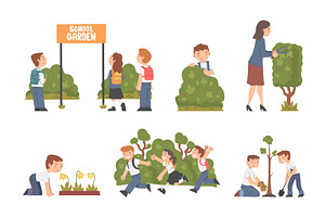 Little Children with Backpack, a Person Illustration by TopVectors