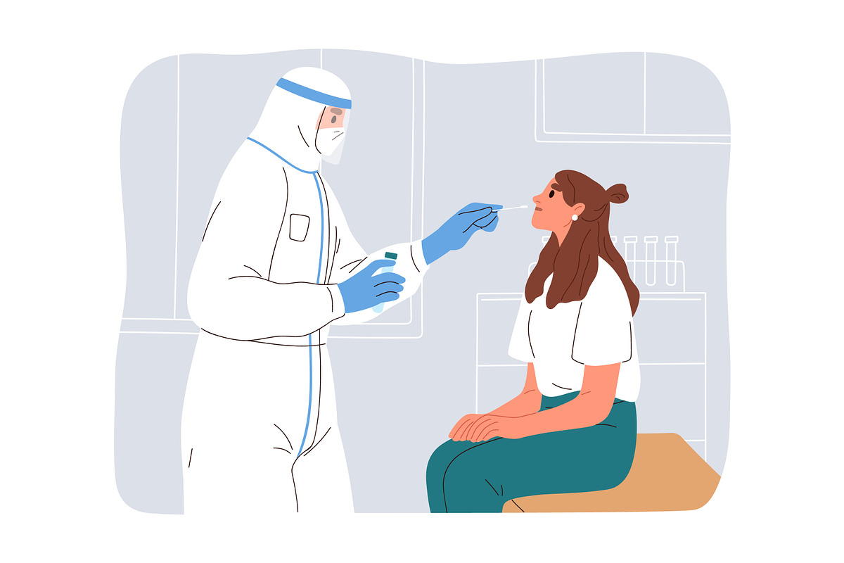 Nasal swab for COVID PCR test set, a Healthcare Illustration by Good Studio (Photo 4 of 9)