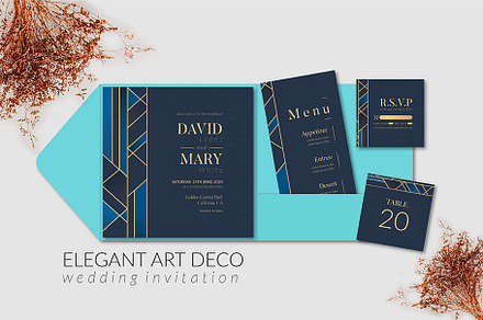 Elegant Art Deco Wedding Invitation, an Invitation Template by Lyllopop