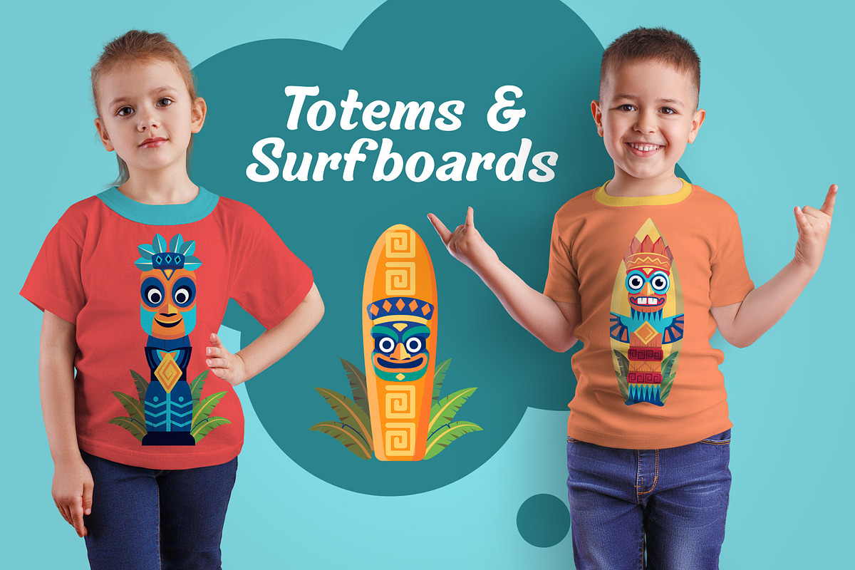 Tropical Set - Totems & Surfboards, an Object Illustration by Lettering_Logo (Photo 7 of 8)