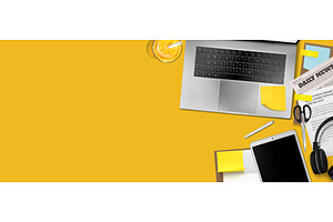 Modern office desk top view, a Technology Illustration by art PVP - market