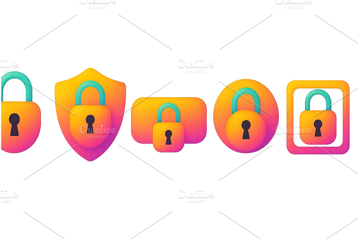 Collection of colorful padlock, a Technology Illustration by ZinetroN