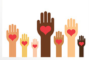 Hands & Hearts (Skin Colors Version), a Decorative Illustration by beguima (Thumbnail 1 of 2)